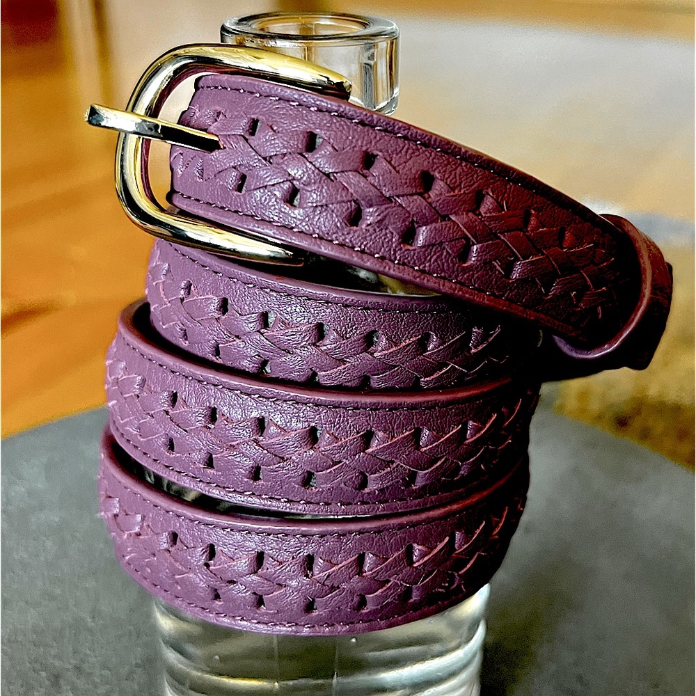 NWT Talbots Woven Genuine Leather Belt Purple Size L 39”